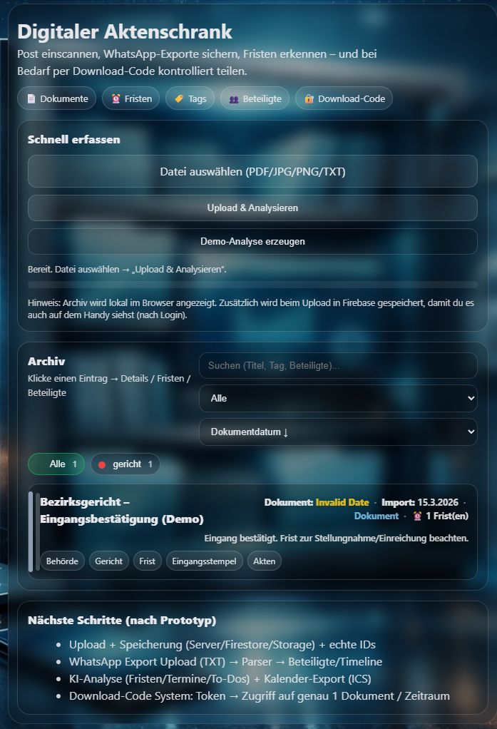 DigitalAkten Upload und Analyse