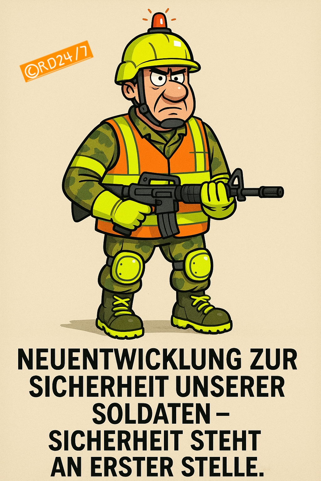 Karikatur: Sicherheit zuerst – Soldat